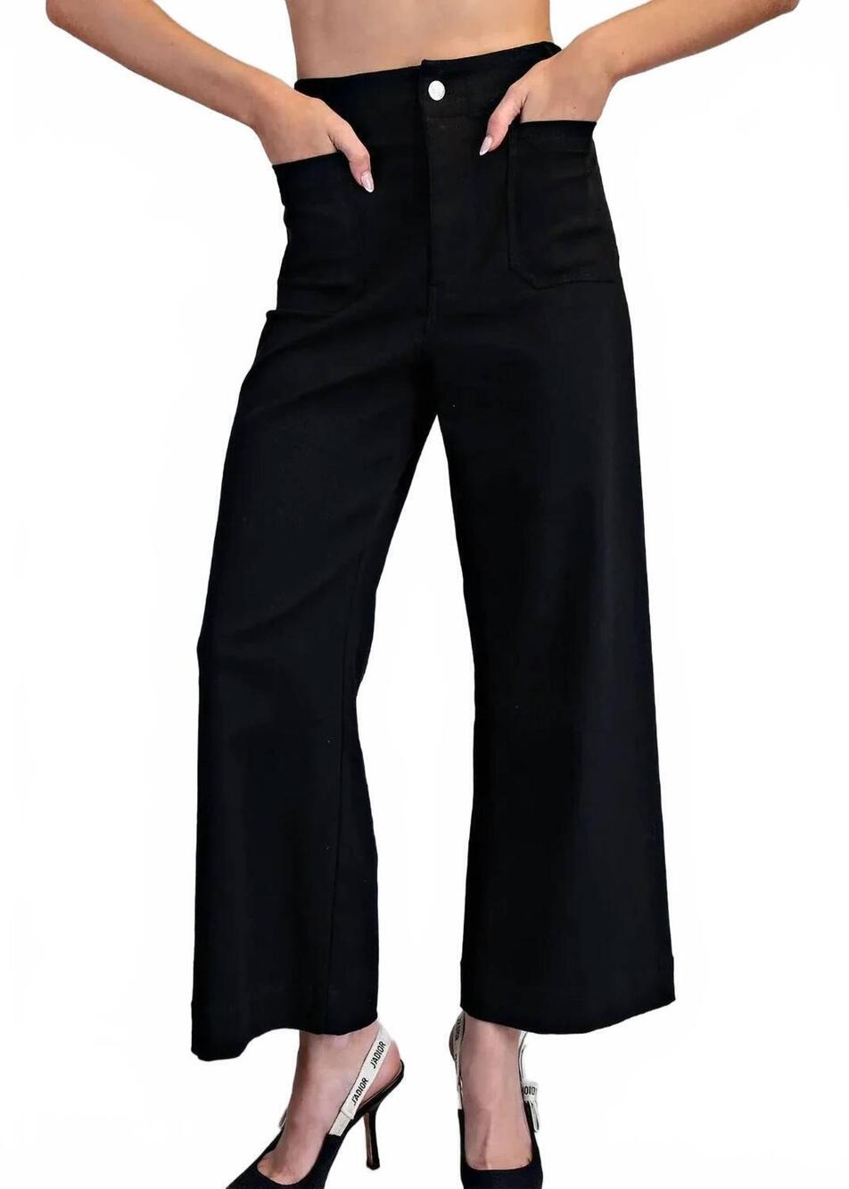 NEW EESOME soft washed wide leg pants in black